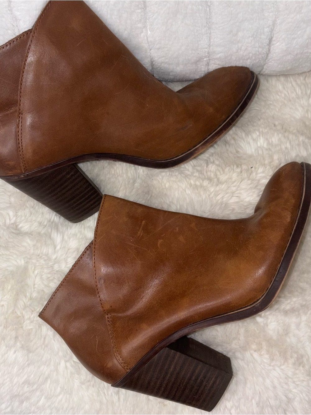 Lucky Brand Cognac Brown Leather Ankle Booties